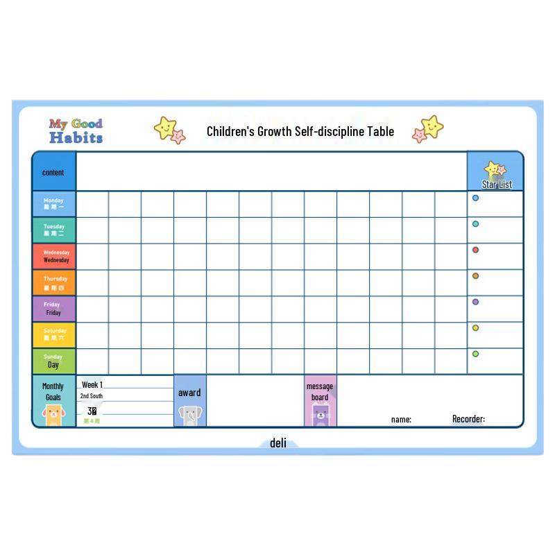 Deli 8749 Kids  Magnetic Habit Tracker & Self-Discipline Chart