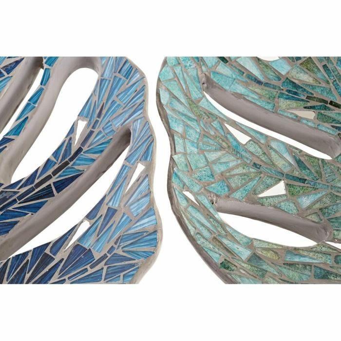 Centre de table - Bleu-vert - 43 x 36 x 9 cm - Élégant - Feuille de plante