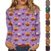 Women's Fashion Casual Halloween Printed Round Neck Long Sleeve Pullover Top