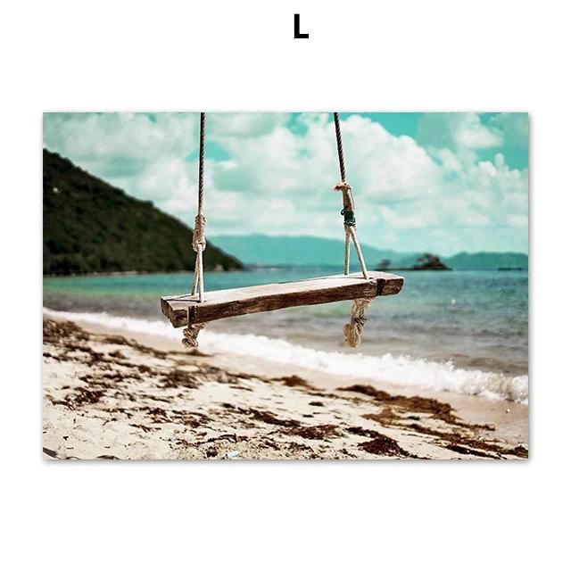 Green Beach Scenery Seascape Landscape Aesthetic Canvas Painting Posters and Prints Wall Art Picture For Living Room Decoration