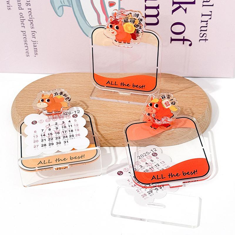 2026 Card Inser 2D Acrylic Desktop Calendar Cartoon Cute Pony Office School Bookmarks  Clips Decorative 2026  Year Gift
