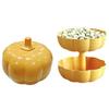 Pumpkin Snack Holder with Lid Pumpkin Fruit Bowl Stand Sturdy Fork Storage Organizer Halloween Thanksgiving Fall Party Decor Candy Box