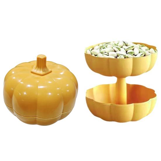 Pumpkin Snack Holder with Lid Pumpkin Fruit Bowl Stand Sturdy Fork Storage Organizer Halloween Thanksgiving Fall Party Decor Candy Box