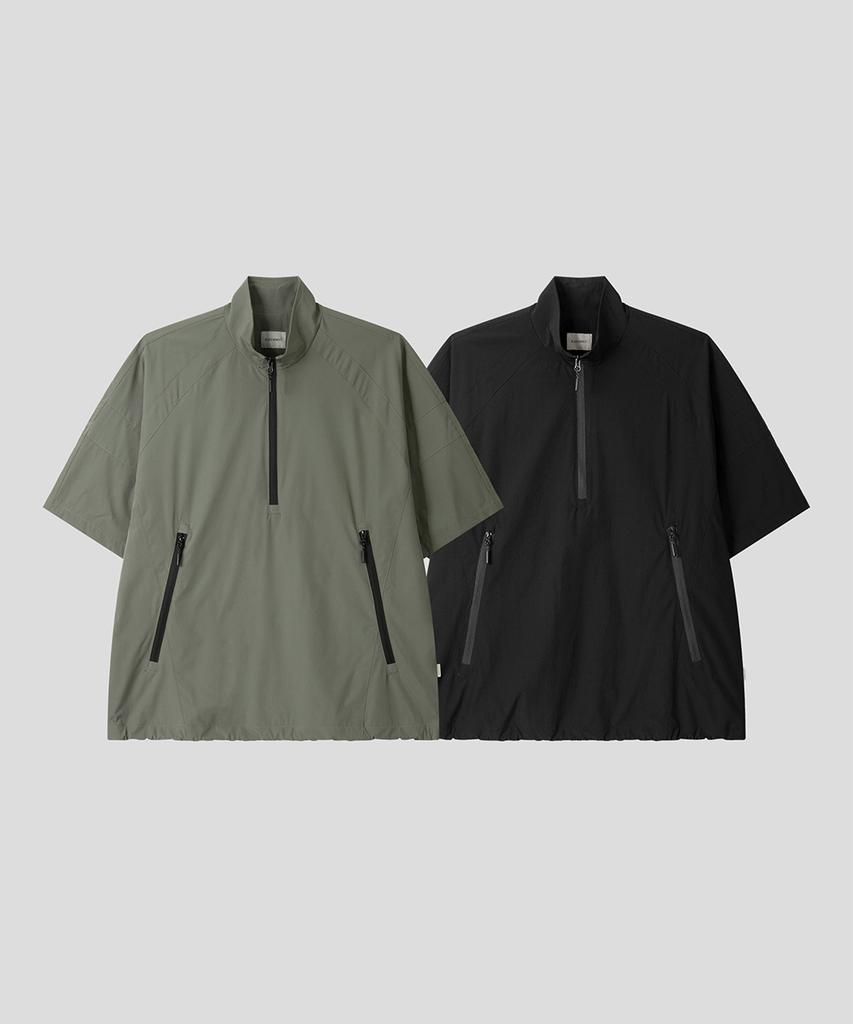 BLACK MOMENT Half Zip Short Sleeve Anorak [Black]