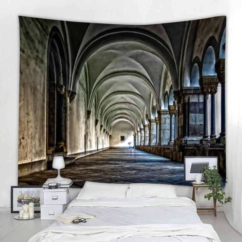 Tištěná tapisérie Evropská architektonická krajina nástěnné zavěšení hippie bohémský obývací pokoj ložnice dekorace na stěnu