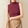 Women's Velvet Sleeveless Warm Vest - Brushed, Thick, Semi-High Collar, Slim Fit for Autumn/Winter