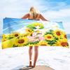 Oil Painting Sunflower Series Seaside Vacation Beach Towel Swimming Bath Towel Microfiber Sports Towel