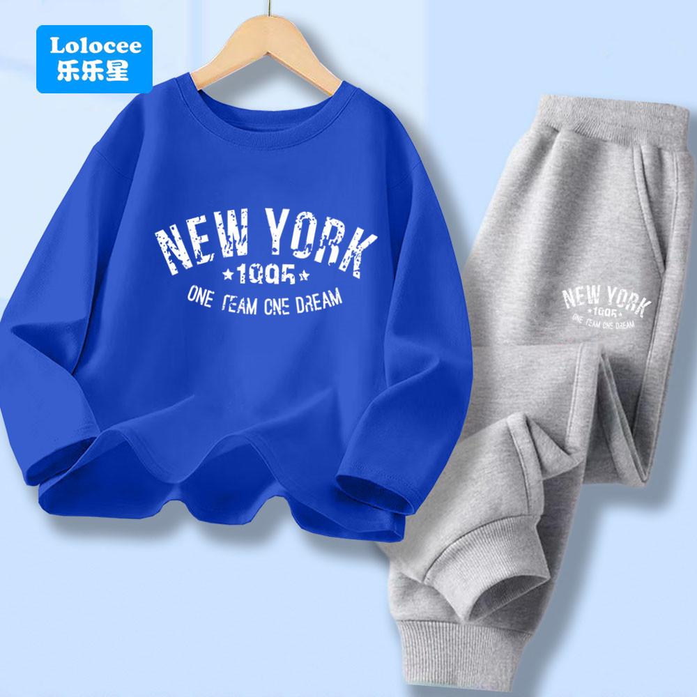 Boys Autumn Spring Clothes Sets New York City Letter Print T-shirt and Pants 2pcs Outfit Long Sleeve Tracksuits