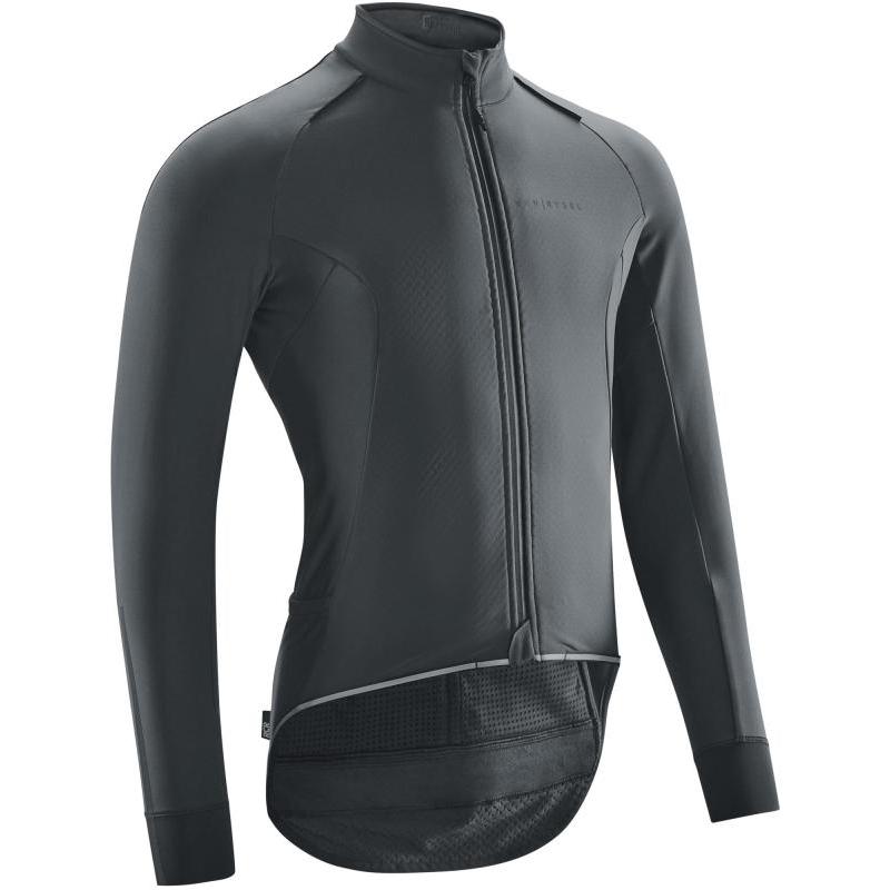 

DECATHLON Racer Extreme Solid Color Outdoor Leisure Sports Zip Up Collar Long Sleeve Cycling Jersey Men s Black L чёрный