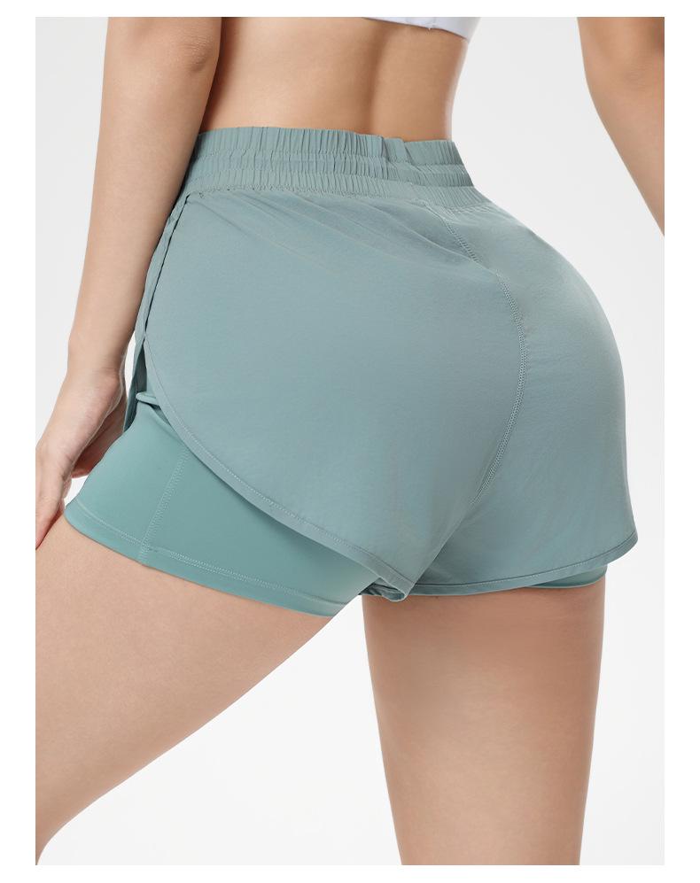 Women's 2026 High-Waisted Quick-Dry Fake Two-Piece Sports Shorts - Breathable Running & Yoga Fitness Shorts for Summer