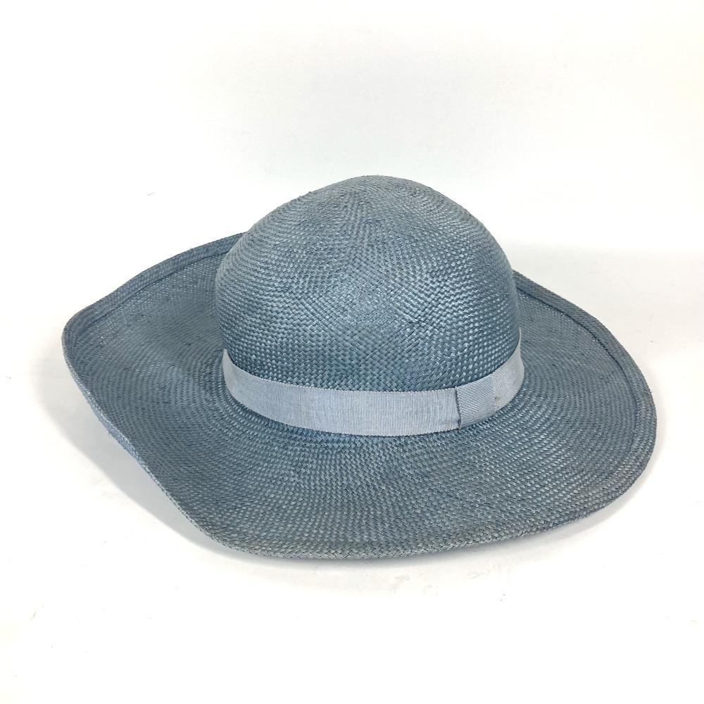 CHANEL Summer Hat Straw hat Straw Hat Bicolor hat straw blue/Black