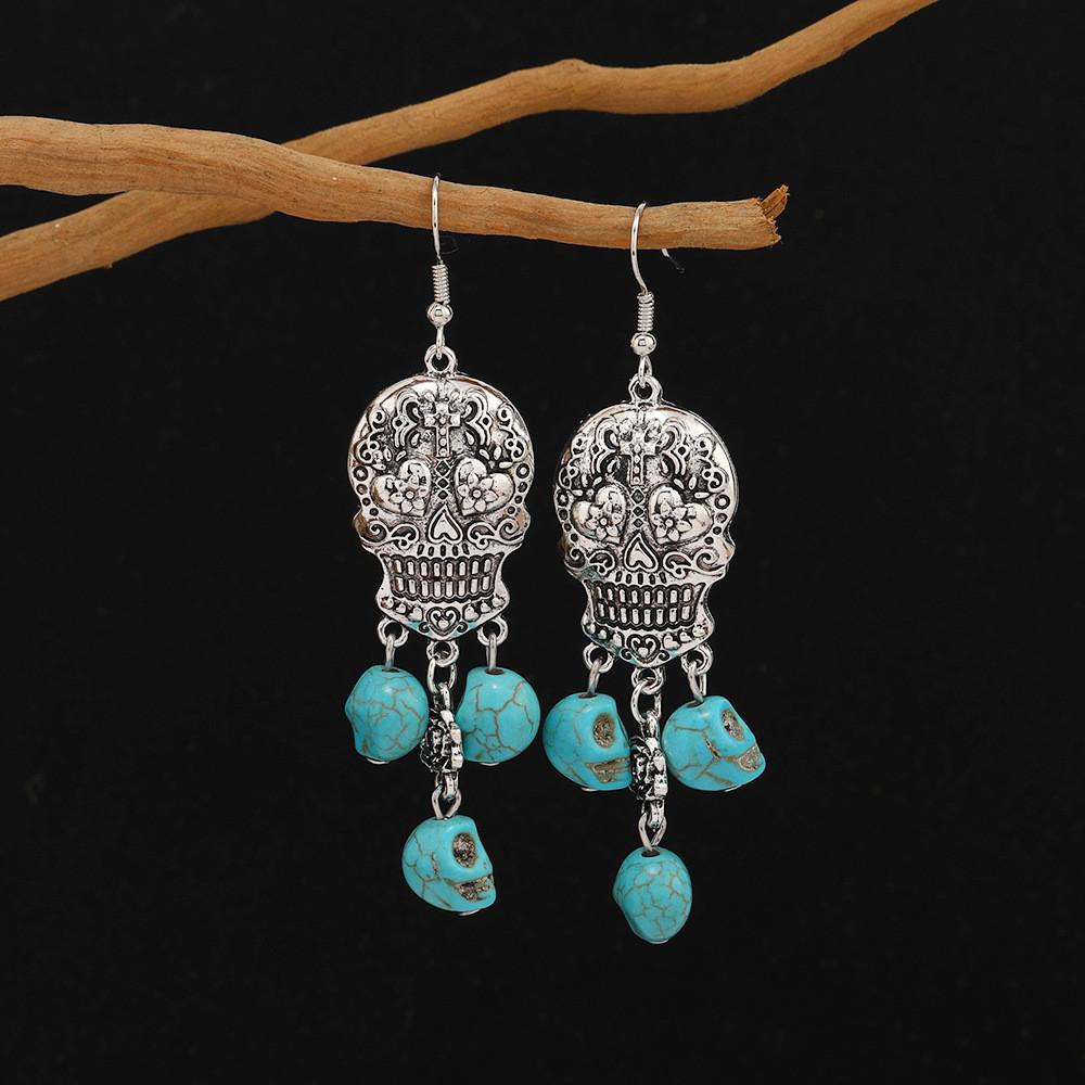 Skeleton Long Retro Earrings With Electroplating For Female Halloween Costume Accessory