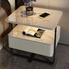 Modern Solid Wood Bedside Table with Rock Slab Top