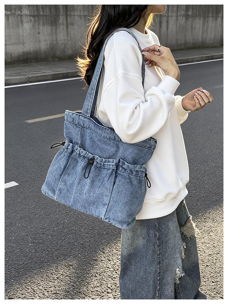 Koreanischer Stil Große Kapazität Denim Schulter-Tragetasche - Neue Mode 2026