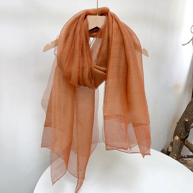 Double Silk Wool Scarf Spring And Autumn Thin Solid Color Mulberry Silk Shawl Women'S Silk Scarf