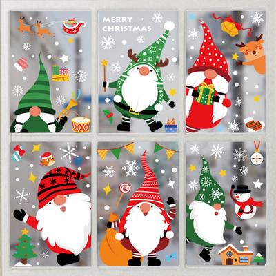 Christmas Window Stickers Glass Electrostatic Sticker Santa Claus Decoration Sticker For Home Wall 2022 New Year Decoration