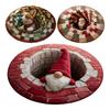 Flat 3D Visual Effects Santa Claus Carpet Doggy Gnome Pattern Quilted Round Mat 40in Christmas Decorations Rug Home Decor