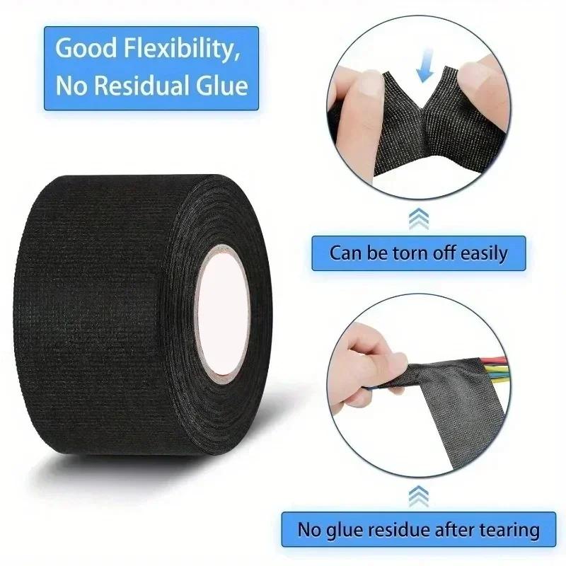 Electrical Tape Harness Bundle Insulation Heat-resistant Auto Wiring Fabric Cloth Wrap Waterproof Cable Organizer Adhesive Tapes