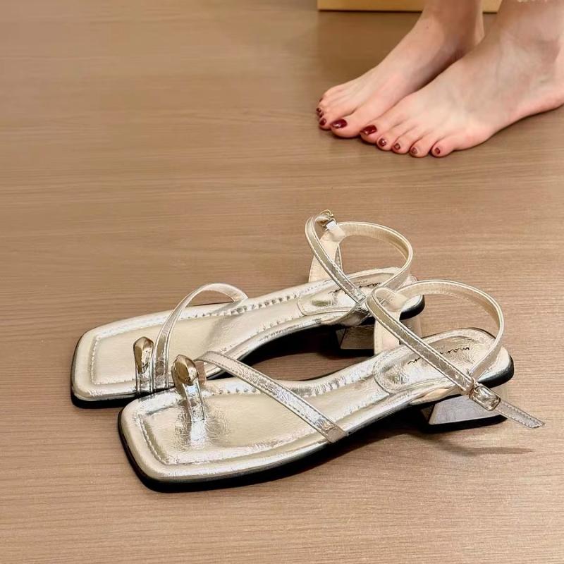 Fashion Leather Flip Flops Low Heels Elegant Summer Shoes Chic Concise Slingback Party Dating Party Modern Women Sandals