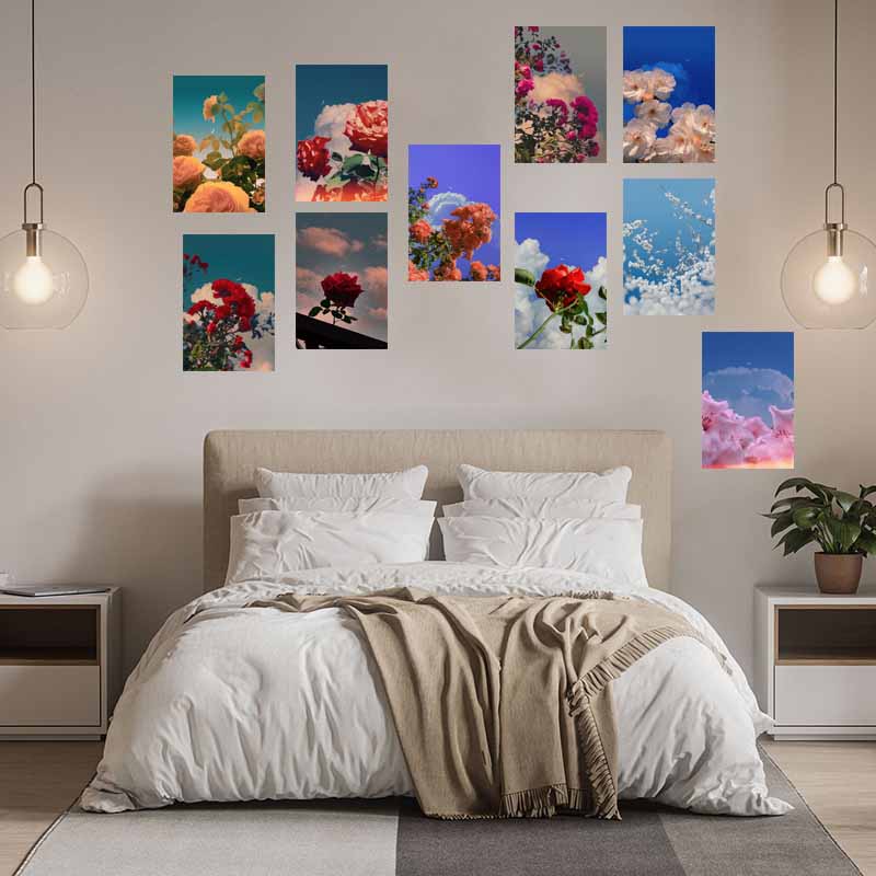 10/30PCS Colorful Flower Moon Wall Collage Kit Interior Paintings Room Study Decoration Mural DIY Decorative Posters Aesthetic