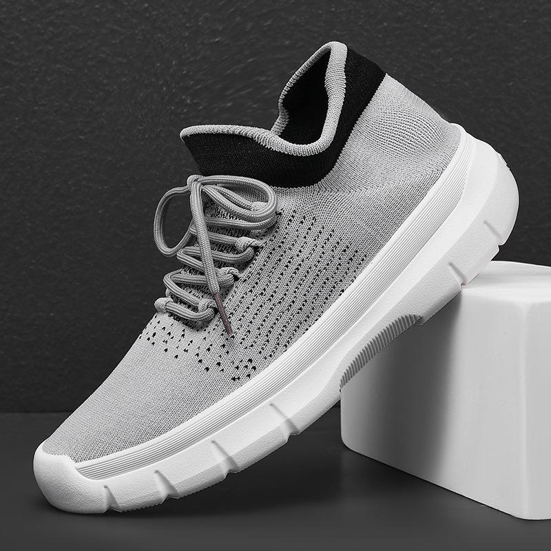 Herenschoenen zomer nieuw vliegweefsel mesh ademende mesh schoenen heren hardlopen dikke zool lichtgewicht casual sportschoenen