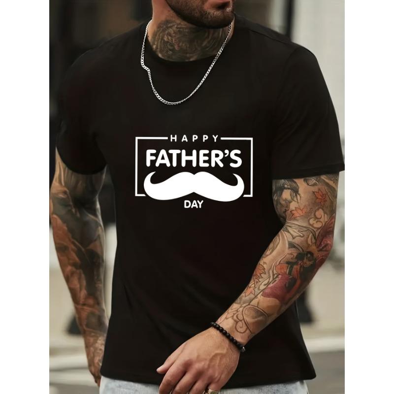 

Европейские размеры СЧАСТЛИВОГО ОТЦА И Графический принт с усами, Мужская футболка с оригинальным графическим дизайном, Повседневные удобные футболки для лета S чёрный