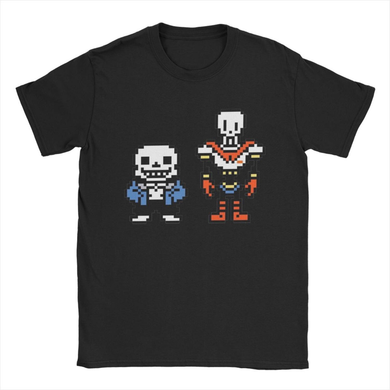 

Чоловіча футболка Undertale Санс і Папірус Гра Чиста бавовна Одяг Повсякденна З коротким рукавом З круглим вирізом Великі розміри Футболка XXXXXL чорний