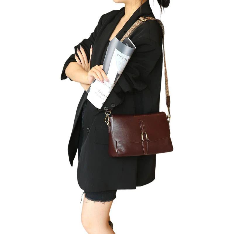 Genuine Leather Women's Bag Versatile and Fashionable Crossbody Bag Cowhide Single-shoulder Small Square Bag