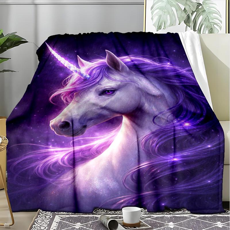 Little Prince Fox Starry Sky Fleece Printed Flannel Blanket, Warm Soft Throw Sofa Bed Blanket