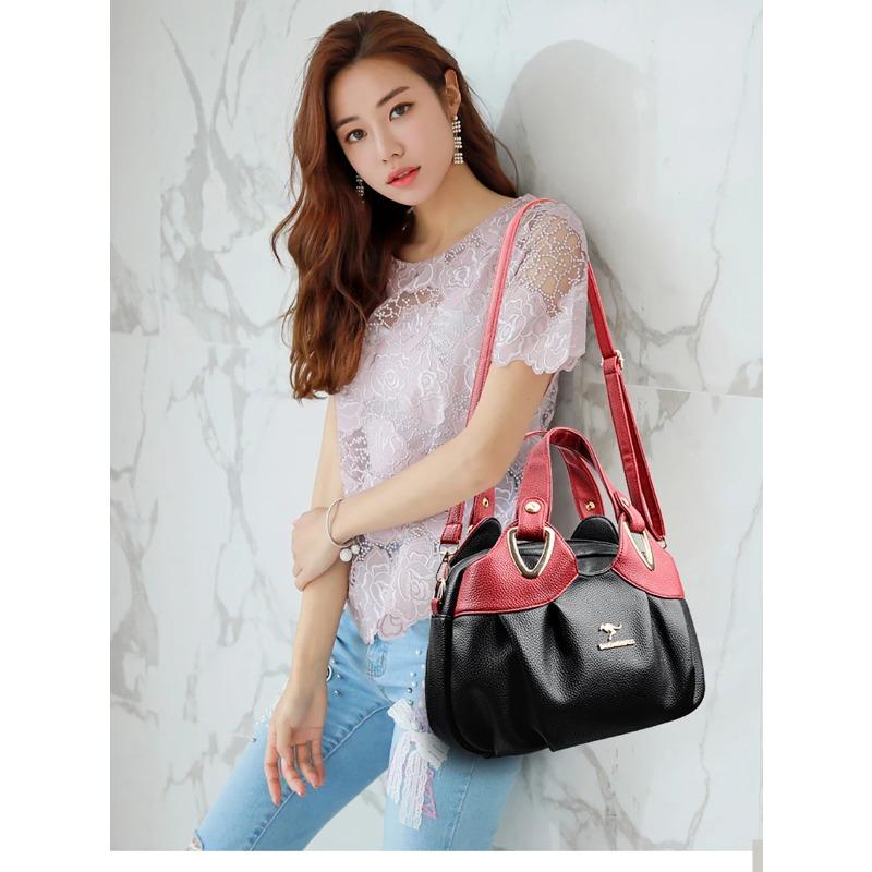 Wysokiej jakości minimalistyczna torba typu tote dla kobiet, modna torba na ramię, torba tote w kontrastowych kolorach, odpowiednia do codziennego użytku, na zakupy, do pracy.