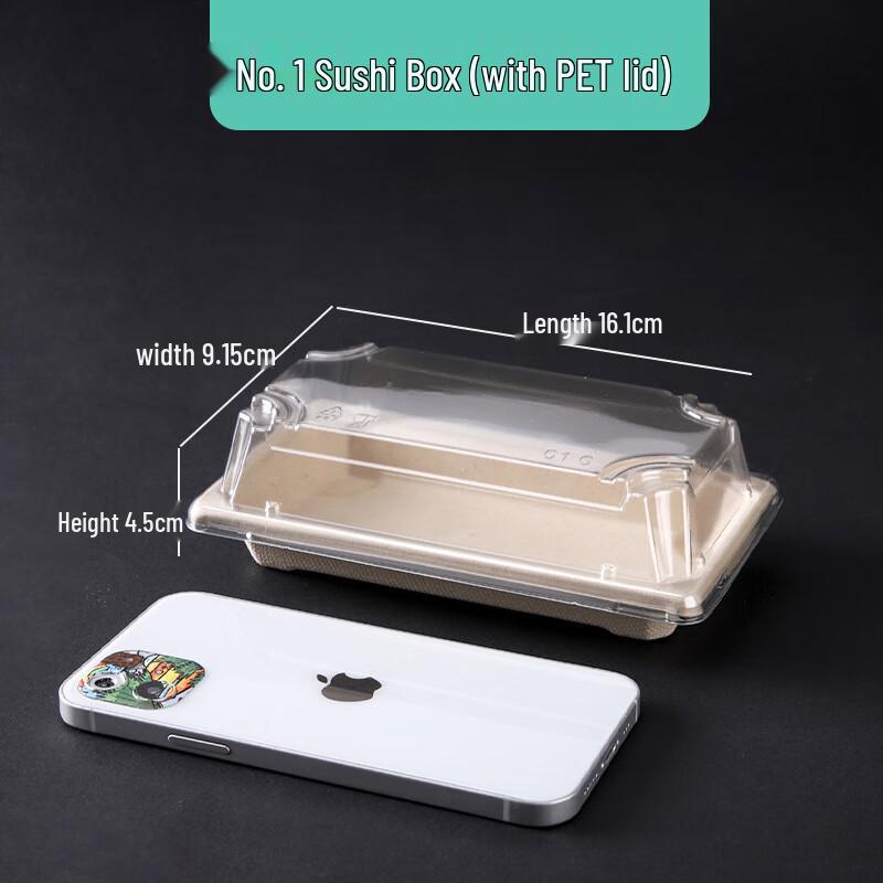 Disposable Sushi Takeout Box with Clear Lid, 100 Count
