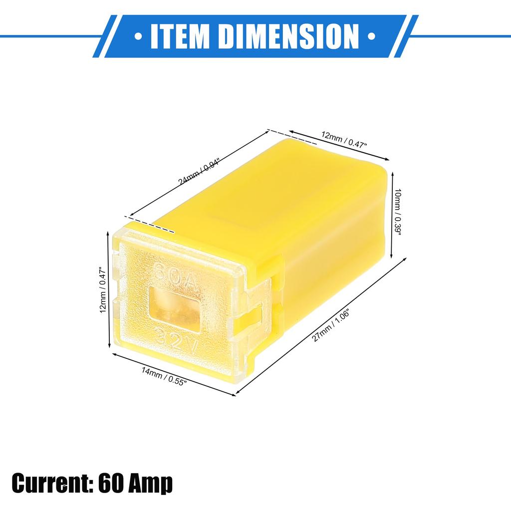 A ABSOPRO Standard Box Fuse 20A Universal Pickup Truck Car SUV Heavy Duty Plastic Metal 6pcs 60A