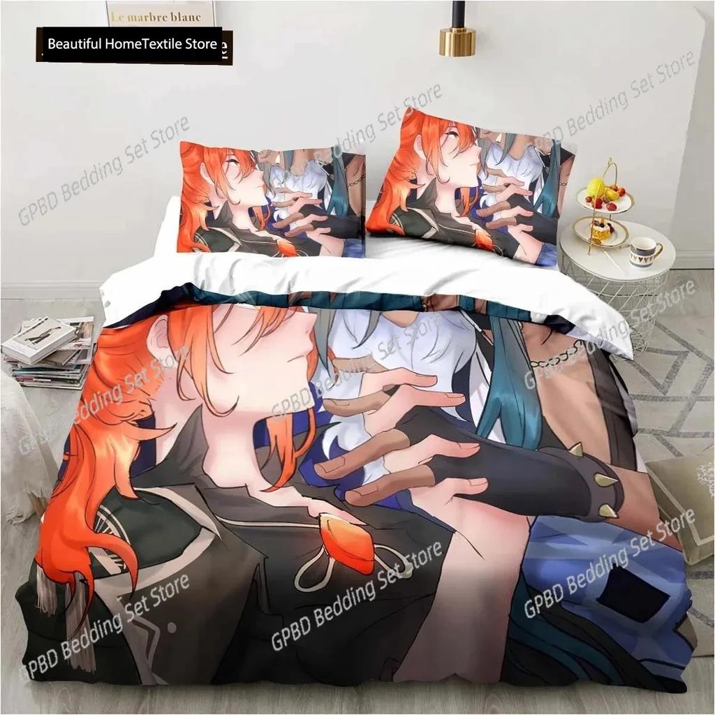 Cartoon Anime Genshin Impact Game 3D NEW Duvet Cover Pillowcase Bedding Set Adult Boy Girl Bedroom Children Single Double Large