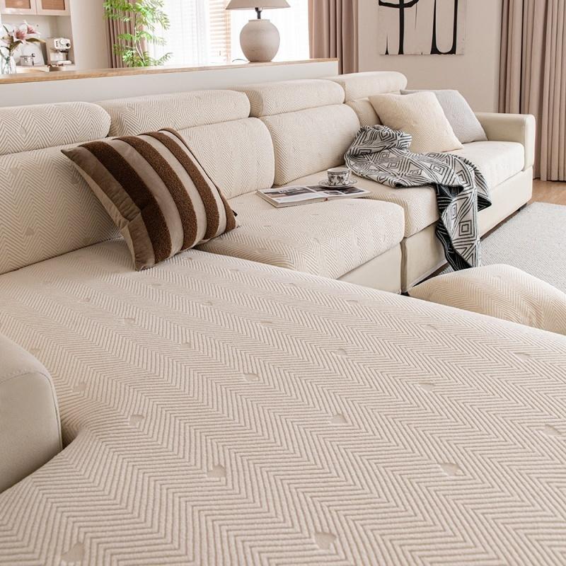 Dehnbarer Sofabezug One Size Fits All Vollständige Abdeckung Streifen Sofabezüge Rutschfest L-Form Modulare Sofa-Sitzbezüge Staubschutz Backrest-S 1pc