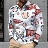 Men s Plus Size White Printed Long Sleeve Quarter Zip Collared Polo Shirt