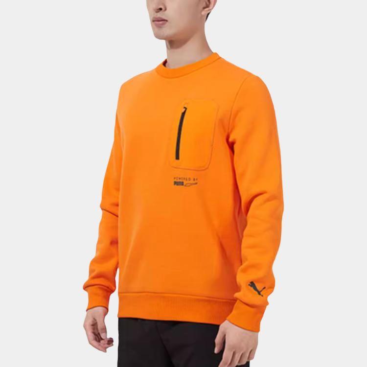 Puma Protec.t Crew Sweatshirt With Front Zip Pocket Men Sweatshirt Orange 534404-29