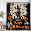 Halloween Shower Curtains Vintage Spooky Black Cat Dead Tree Bat Pumpkin Lamp Tombstone Retro Dead Gothic Bathroom Curtain Decor