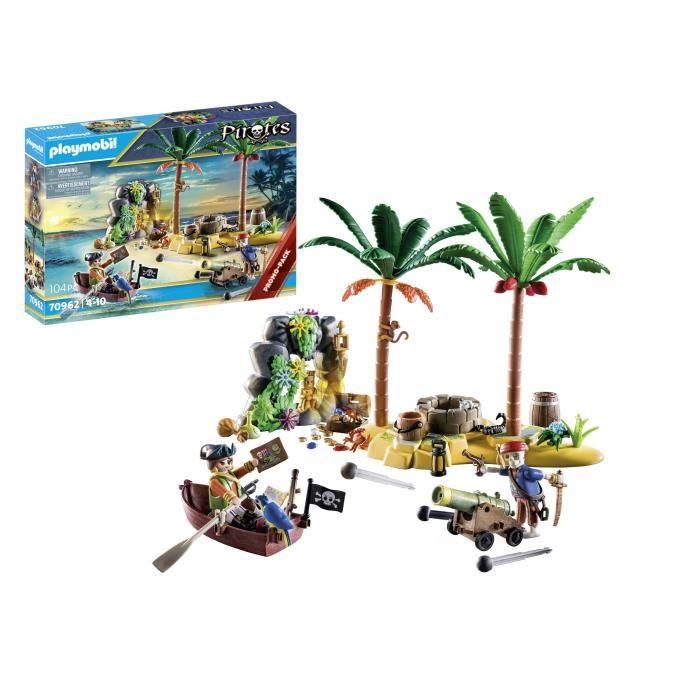 PLAYMOBIL - 70962 - Pirate - Ilôt des pirates - Aventure île au trésor - 104 pièces