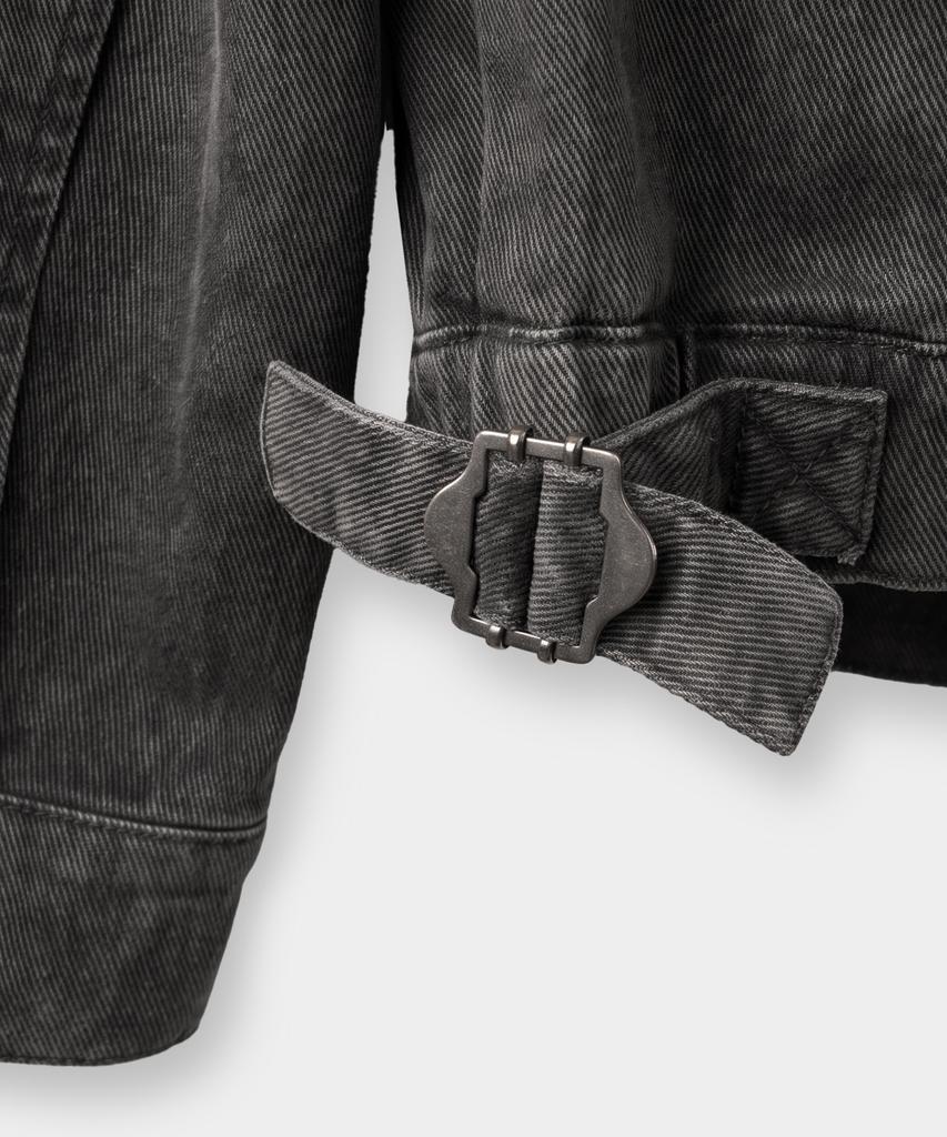 EUGGEN 2Way Cotton Biker Jacket_Washed Black