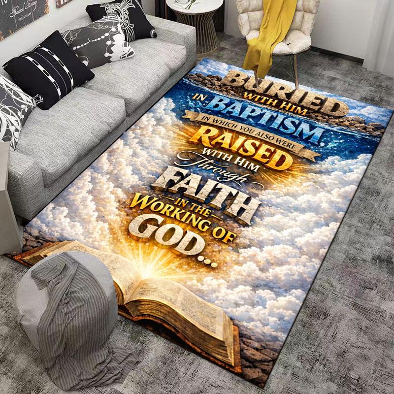 Buried In Baptism Faith Print Carpet Non-slip Rug Suitable for Living Room and Bedroom Sofas