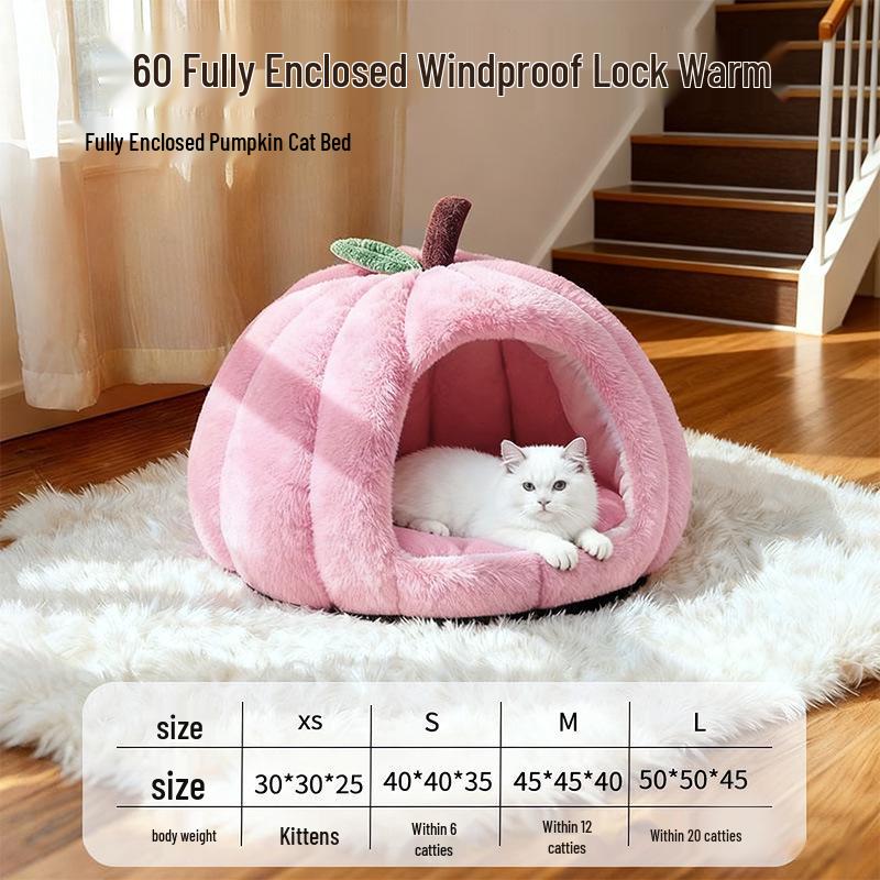 Pumpkin Nest Pet Bed: Cozy Winter Blanket for Cats, Dogs, Rabbits & Guinea Pigs