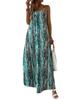 Spring Summer Women Fashion European American Style Printed Suspender Dress