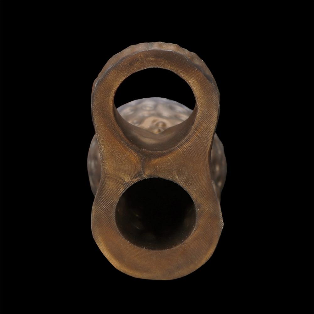 Liquid Silicone Penis Sleeve Thicker Longer Hollow Realistic Dildo Sleeve with Built-in Particles Massage Male Adult Sex Toy