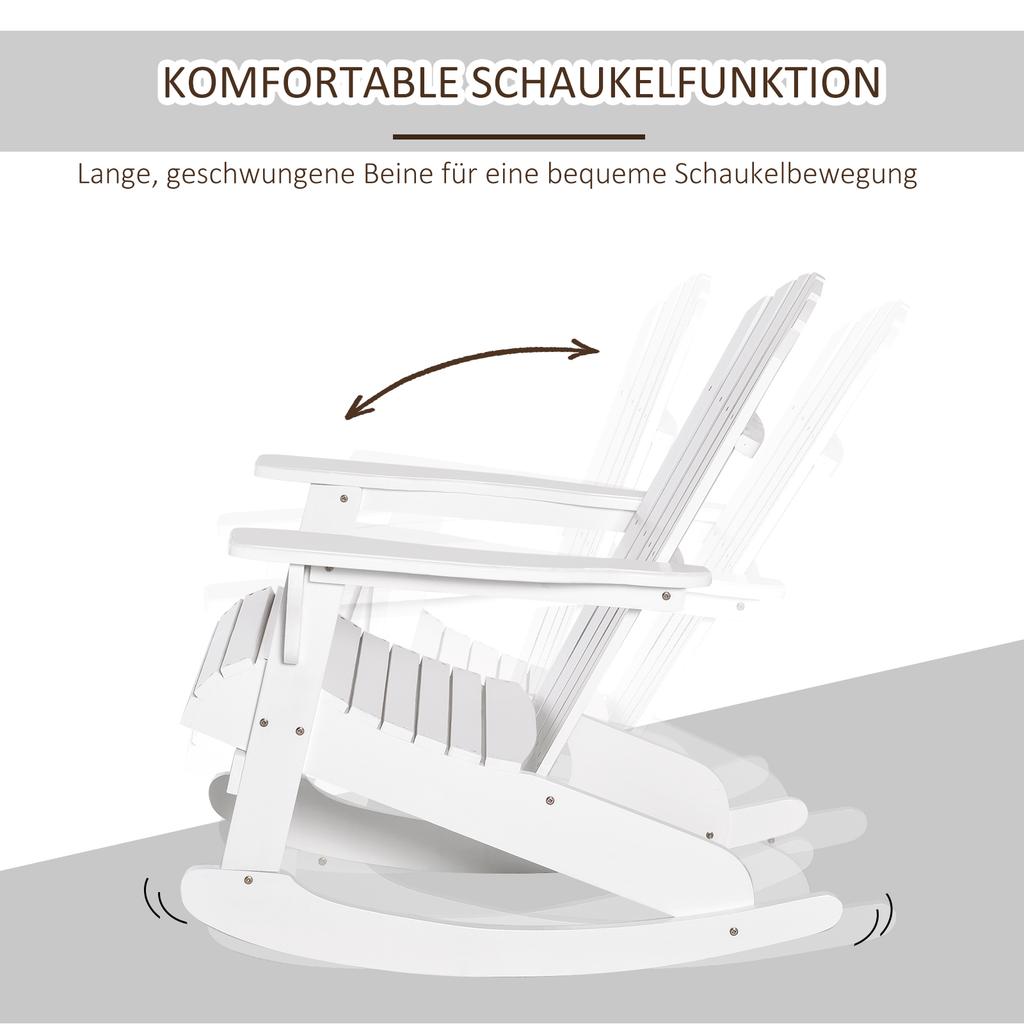 Adirondack Garden Chair Rocking Chair Rocking Armchair Garden Armchair Garden Furniture Balcony Chair White 77 X 94 X 97 Cm