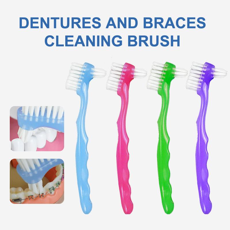 1/5Pcs Double Sided Denture Toothbrush Invisible Braces Cleaning Brush For Men Women False Teeth Brush Oral Cleaning Tools