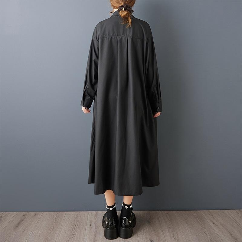 Long sleeve Plus size black vintage new in Dresses for women casual loose spring autumn shirt dress