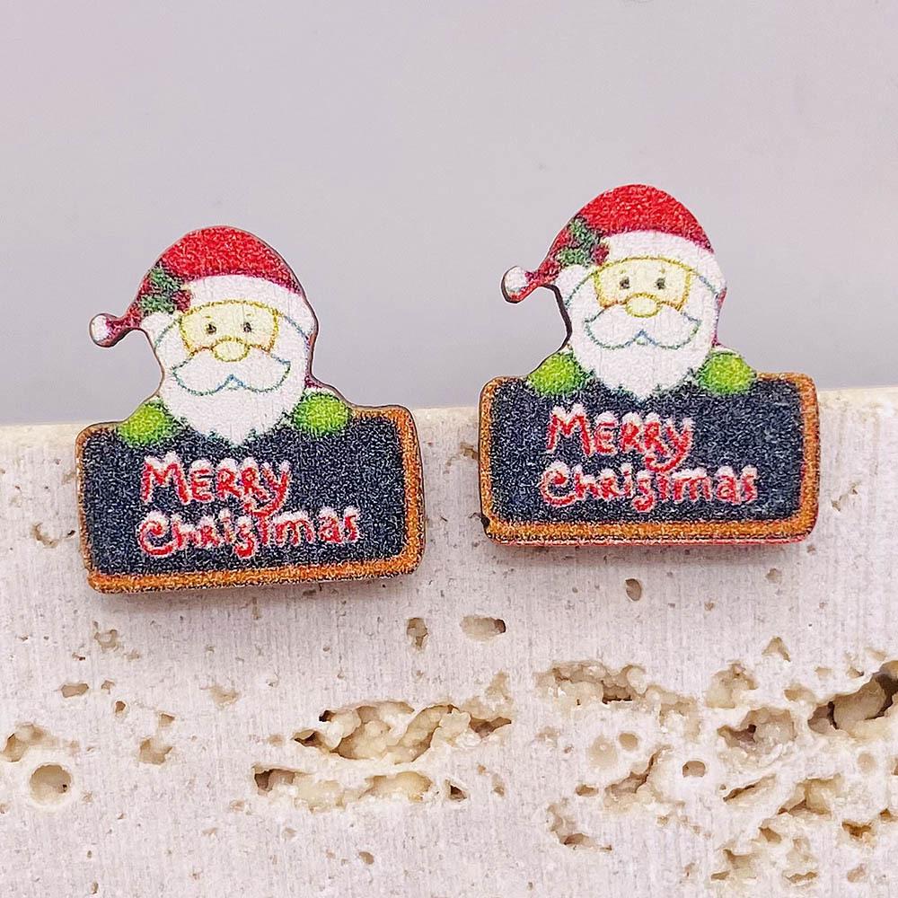 Christmas Stud Earrings: Reindeer, Tree, Snowman & Santa Designs - Wooden Holiday Gifts for Women