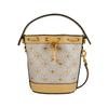 T Monogram Metal Heart Stud Drawstring Bucket Bag Women Handbags Ivory 161505-104