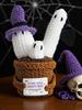 Halloween Knitted Wool Ornaments with Card Crochet Potted Card Doll Ghost Plant Doll for Office Desktop Home Horror Decor