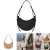 Solid Color Crescent Shaped Shoulder Bag Pu Leather Womens Crossbody Purse For Daily Use